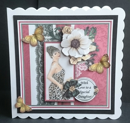 LADY IN ANIMAL PRINT DRESS 7.5 Decoupage & Insert Mini Kit by Sue Soules