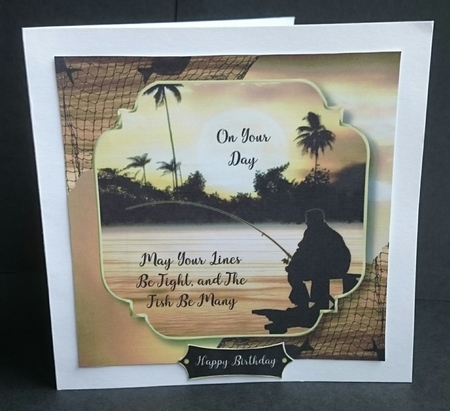 May Your Lines Be Tight - Male Fishing 8x8 by Sue Soules