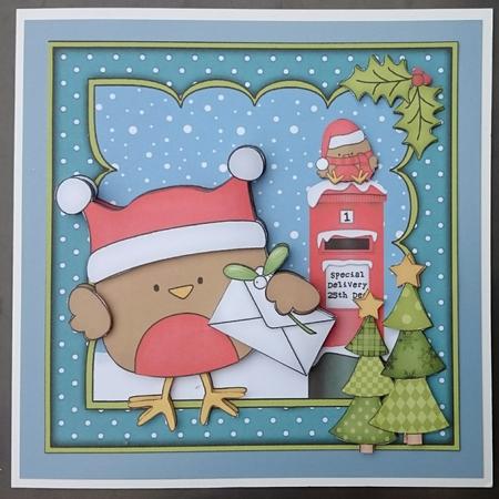 8x8 Xmas Bobbin Robin Letter for Santa Mini Kit 3D Decoupage by Sue Soules