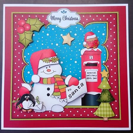 8x8 Christmas Snowman Oli's Letter Mini Kit 3D Decoupage by Sue Soules