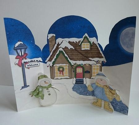 Gate Fold Pop Up Christmas Snowman Boy by Sue Soules