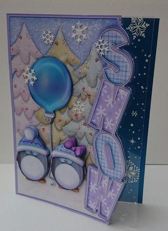 Over the Side Snow & Decoupage Penguin Couple by Sue Soules