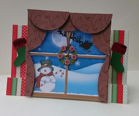 Animated Moveable Decoupage Christmas Window by Sue Soules