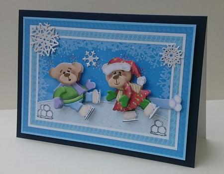 Animated Moveable Decoupage Skating Bears by Sue Soules