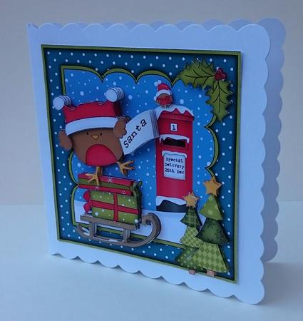 8x8 Xmas Bobbin Robin Letter for Santa Mini Kit 3D Decoupage by Sue Soules