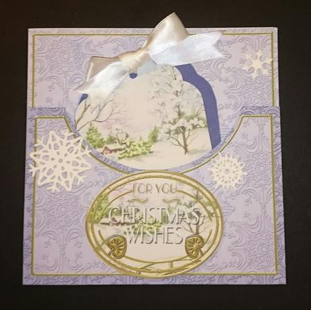 Snowscene Blue Christmas Wishes 7in Tag Card Front Mini Kit by Sue Soules