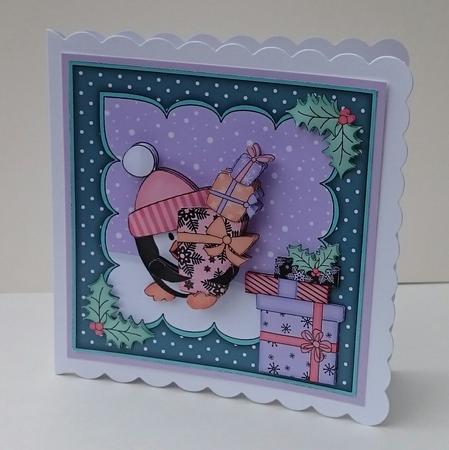 8x8 Xmas Pip Penguin Presents Mini Kit 3D Decoupage by Sue Soules
