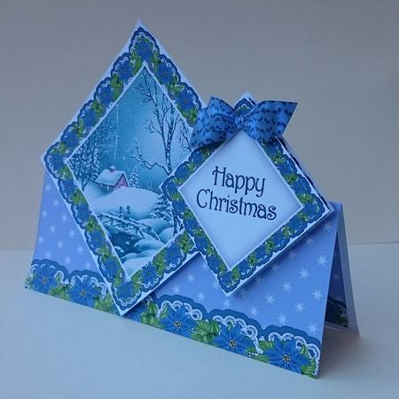Blue Winter Walk Hc Diamond Doily Stand Up Card Mini Kit by Sue Soules