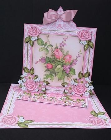 Rose Bouquet Lace Top Easel Card & Envelope Kit by Sue Soules