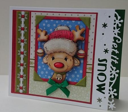 Jolly Reindeer Cheers 8x8 Christmas Decoupage Mini Kit by Sue Soules