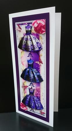The Three Dresses Dl Card Front by Sue Soules