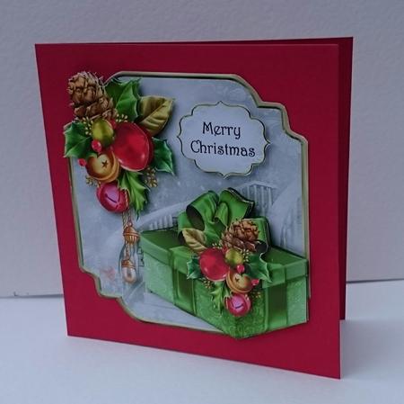 Christmas Gift with Holly & Baubles by Sue Soules