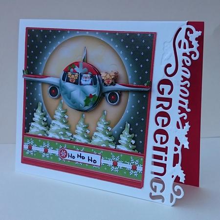 Santas Jet Plane 7.5 Christmas Decoupage Mini Kit by Sue Soules