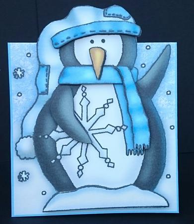 Penguin and Snowflake Over the Edge and Decoupage by Sue Soules
