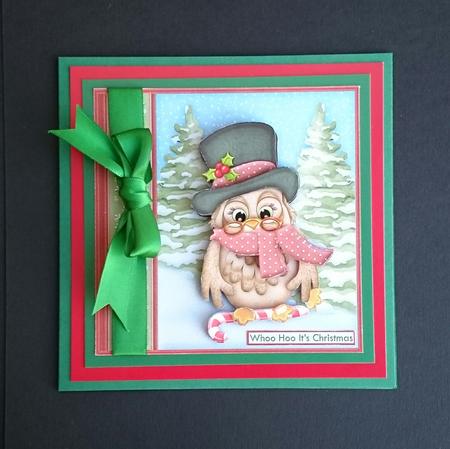 Christmas Top Hat Owl 7.5 Decoupage Mini Kit by Sue Soules