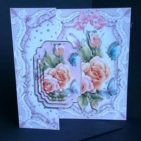 Pretty Peach and Pink Roses No Holes Fold Mini Kit by Sue Soules