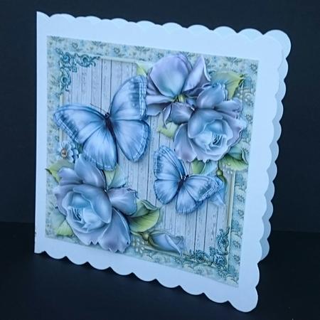 Beautiful Blue Roses with Butterflies 8x8 Mini Kit by Sue Soules