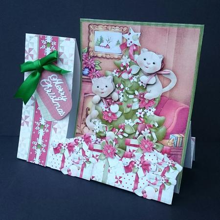 Cats Up the Christmas Tree 7.5 Decoupage Mini Kit by Sue Soules