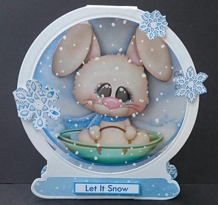 Sledging Bunny Christmas 8x8 Decoupage Mini Kit by Sue Soules