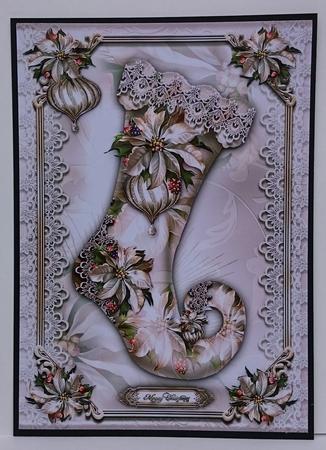 White Festive Christmas Stocking Card Kit by Sue Soules