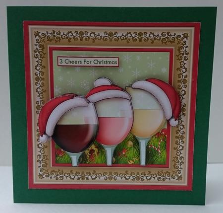 3 Cheers for Christmas Wine 8x8 Decoupage Mini Kit by Sue Soules