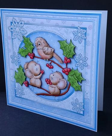 Pass the Parcel Mice & Robin 8x8 Decoupage Mini Kit by Sue Soules