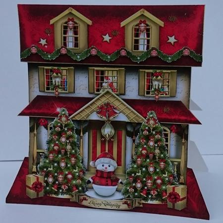 Christmas House with Snowman and Trees Card by Sue Soules