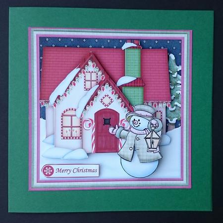 Christmas House & Snowman 7.5 Decoupage & Insert Mini Kit by Sue Soules