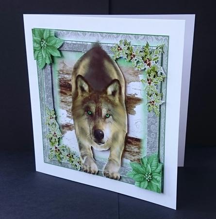 Beautiful Green Eyed Wolf Card Front Kit by Sue Soules