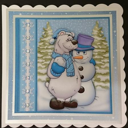 Polar Bear & Snowman Pals Christmas 7.5 Decoupage Mini Kit by Sue Soules