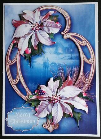White Poinsettias on Golden Frame Mk by Sue Soules