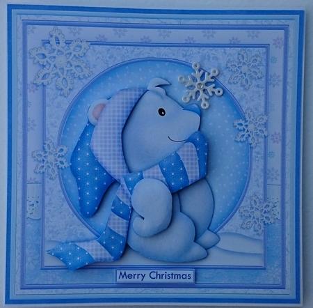 Polar Bear Cub Christmas 8x8 Decoupage Mini Kit by Sue Soules