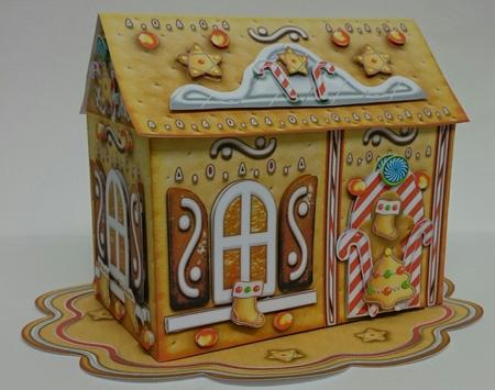 3D Paper Gingerbread House for Desk Table by Sue Soules