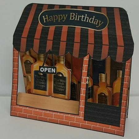 3D the Whiskey Shoppe Window Pop Up Card Decoupage by Sue Soules