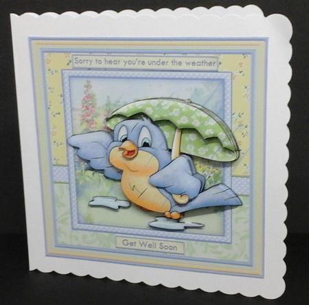 Under the Weather Birdie 8x8 Get Well Decoupage Kit by Sue Soules