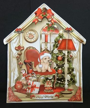 Christmas Vintage Room with Cute Puppy Card Kit by Sue Soules