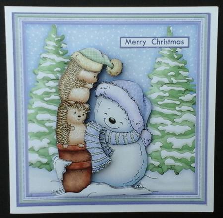 Warm & Cosy Hedgehog Christmas 7.5 Decoupage Mini Kit by Sue Soules
