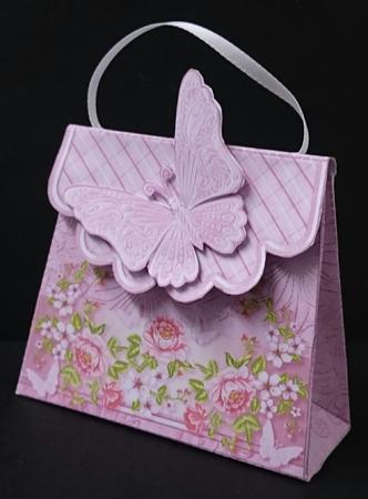 Handbag Gift Box Pink Peonies with Butterfly by Sue Soules