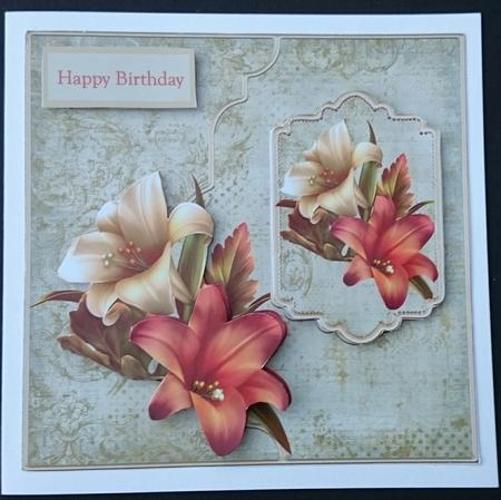 Fall Lilies 7x7 Card with Decoupage by Sue Soules