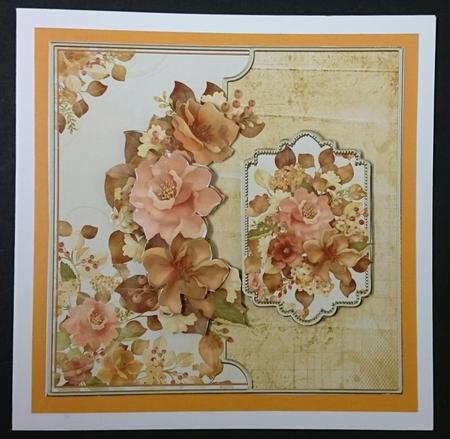 Autumn Flowers 7x7 Card with Decoupage by Sue Soules