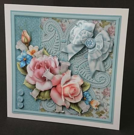 Roses and Flowers on a Lace Doily 8 x 8 Decoupage Mini Kit by Sue Soules