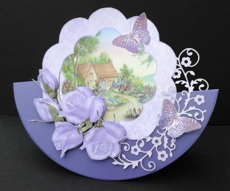 Country Cottage with Floral Frame by Sue Soules