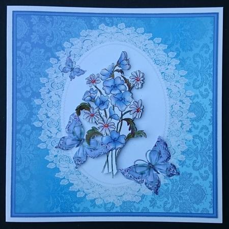 8x8 Field Flowers, Lace and Butterflies Topper by Sue Soules