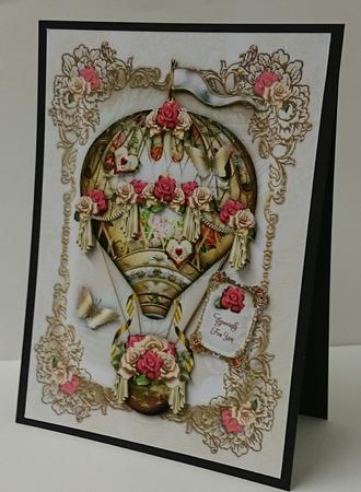 Valentine Vintage Hot Air Balloon with Roses Card Kit by Sue Soules