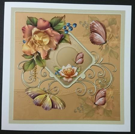 Autumn Rose 7x7 Card with Decoupage by Sue Soules