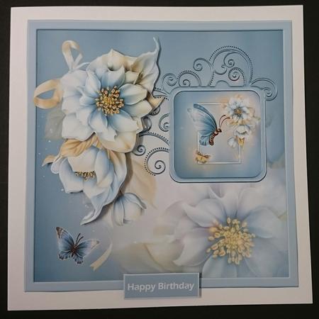 Winter Florals 7x7 Card with Decoupage by Sue Soules