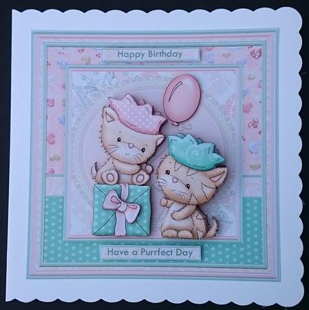 A Purrfect Day Cats 8x8 Decoupage Mini Kit by Sue Soules