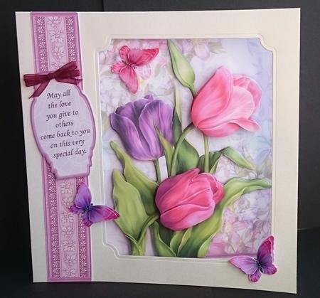 Pink Tulips 7.5 Decoupage Mini Kit All Occasions by Sue Soules