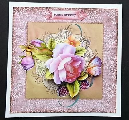 English Rose 7x7 Card with Decoupage by Sue Soules