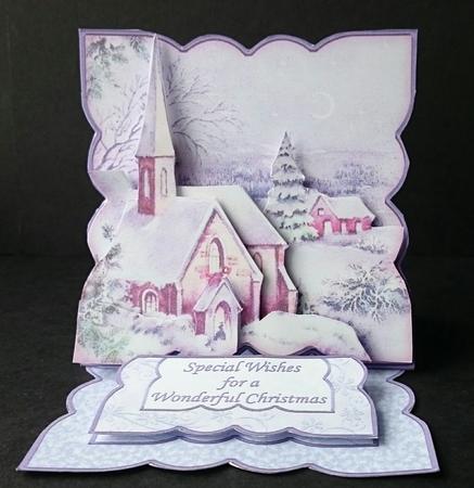 Christmas Vintage Church Mini Easel & Decoupage by Sue Soules